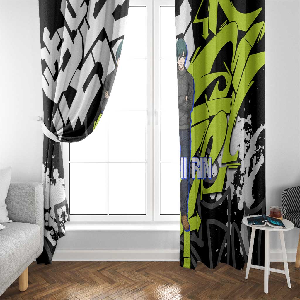 Itoshi Rin Blue Lock Window Curtain Urban Graffiti Street Art Style