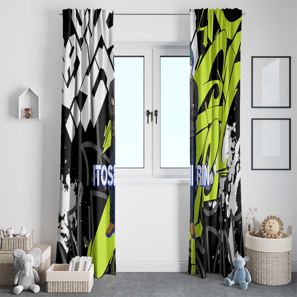 Itoshi Rin Blue Lock Window Curtain Urban Graffiti Street Art Style