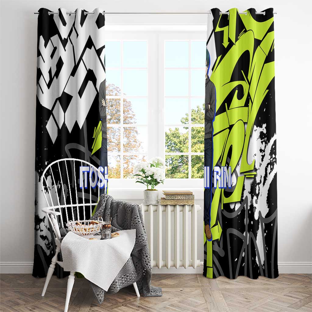 Itoshi Rin Blue Lock Window Curtain Urban Graffiti Street Art Style