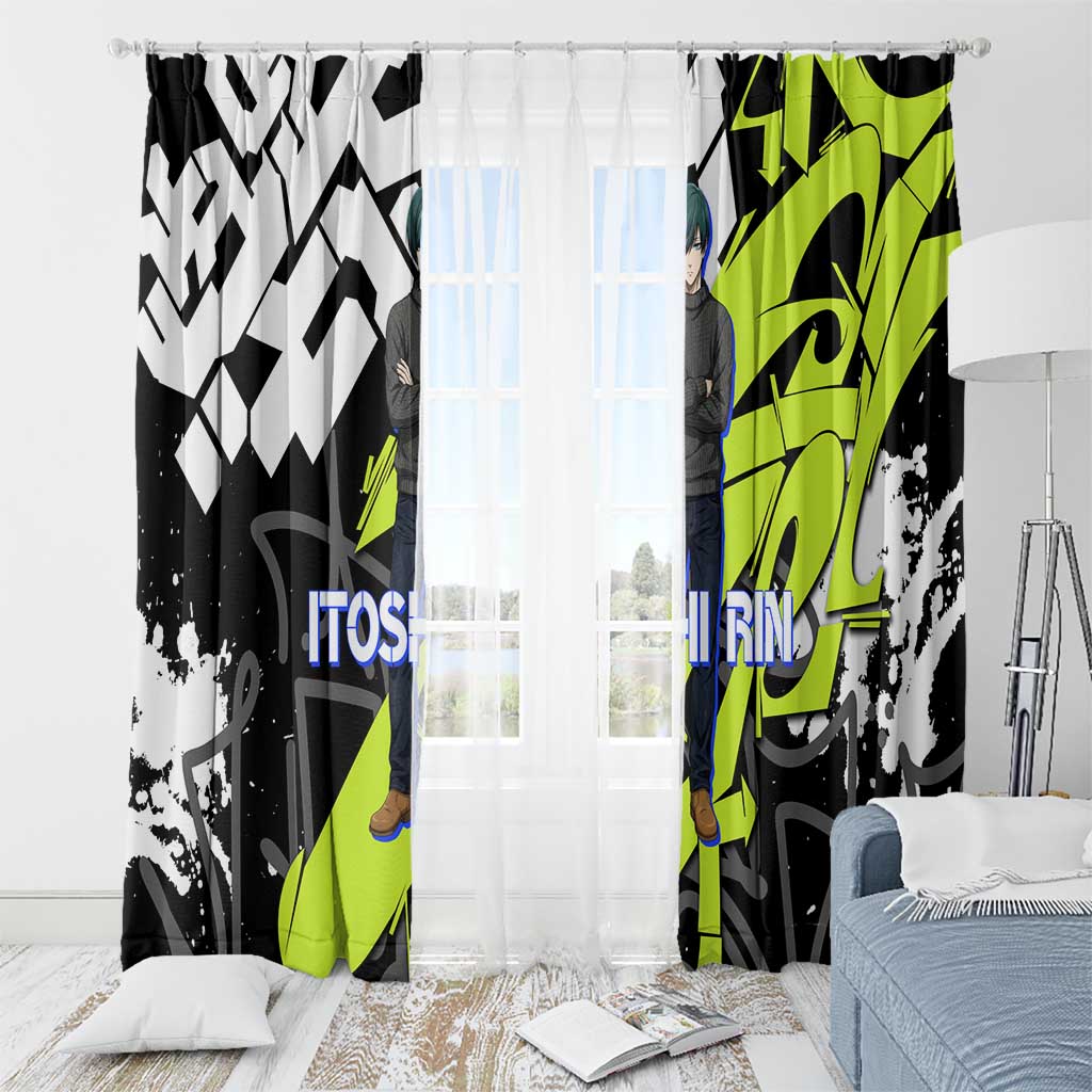 Itoshi Rin Blue Lock Window Curtain Urban Graffiti Street Art Style