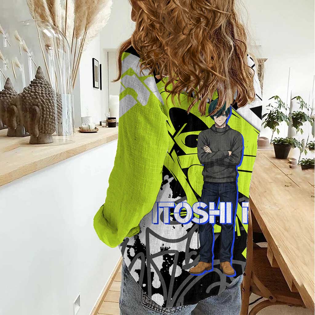 Itoshi Rin Blue Lock Women Casual Shirt Urban Graffiti Street Art Style