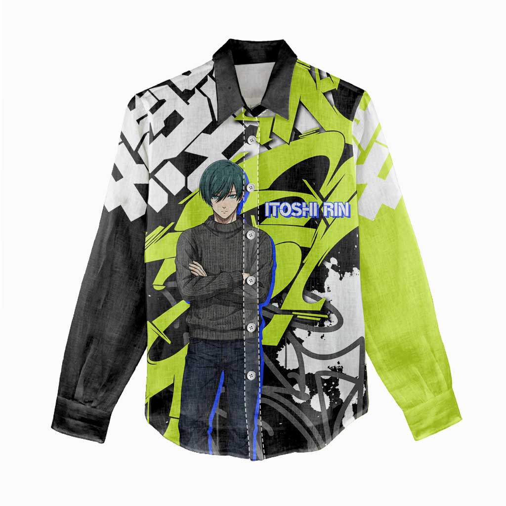 Itoshi Rin Blue Lock Women Casual Shirt Urban Graffiti Street Art Style