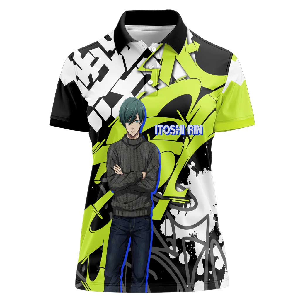 Itoshi Rin Blue Lock Women Polo Shirt Urban Graffiti Street Art Style