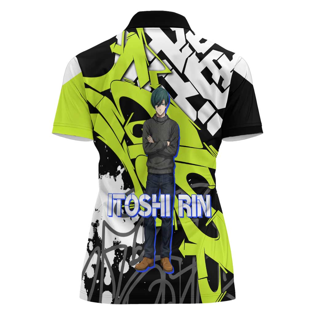 Itoshi Rin Blue Lock Women Polo Shirt Urban Graffiti Street Art Style