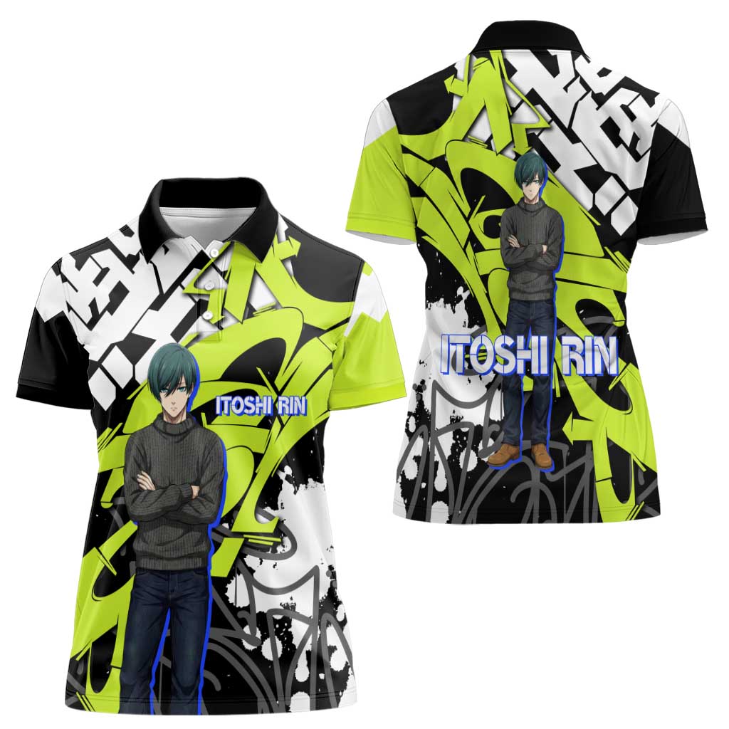 Itoshi Rin Blue Lock Women Polo Shirt Urban Graffiti Street Art Style