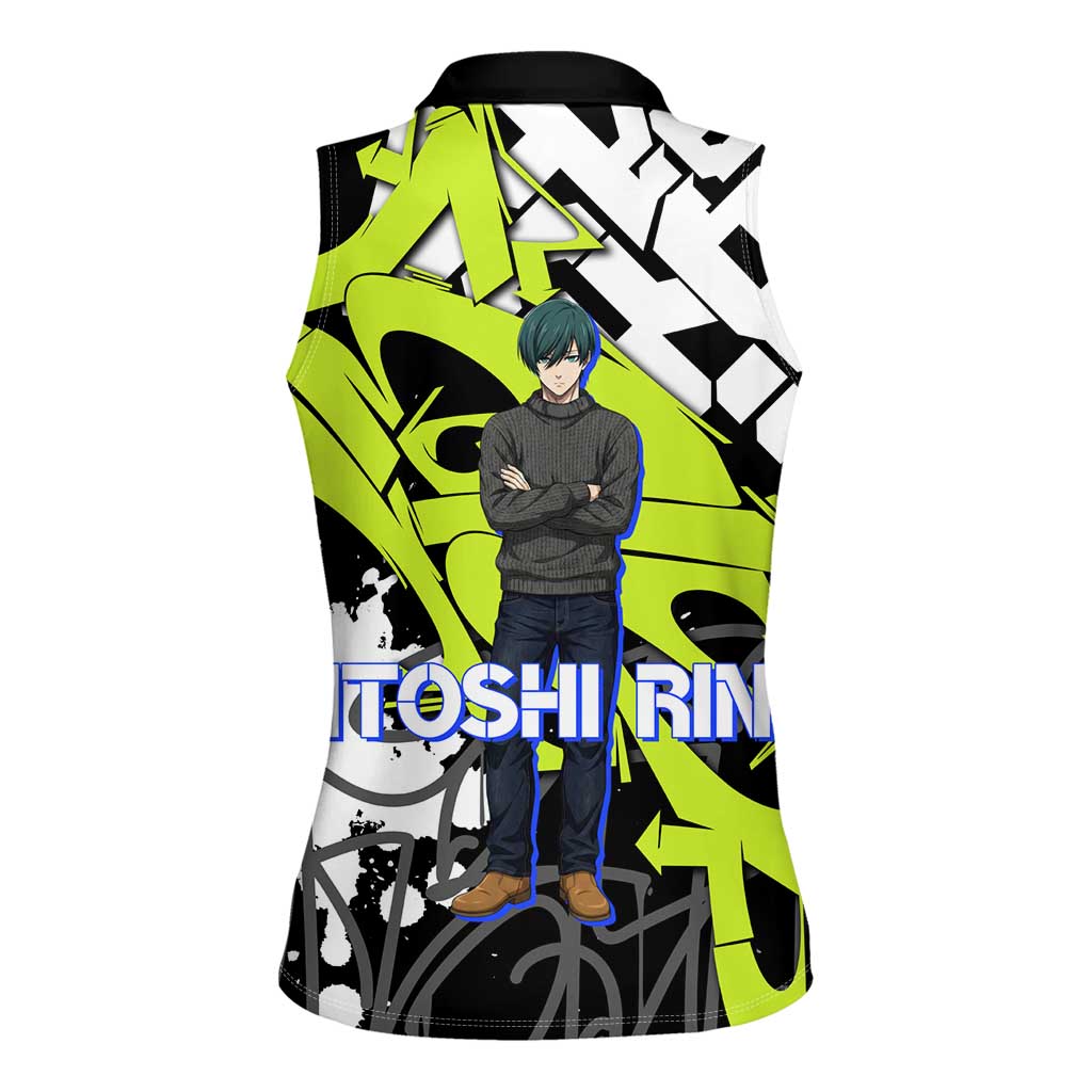 Itoshi Rin Blue Lock Women Sleeveless Polo Shirt Urban Graffiti Street Art Style