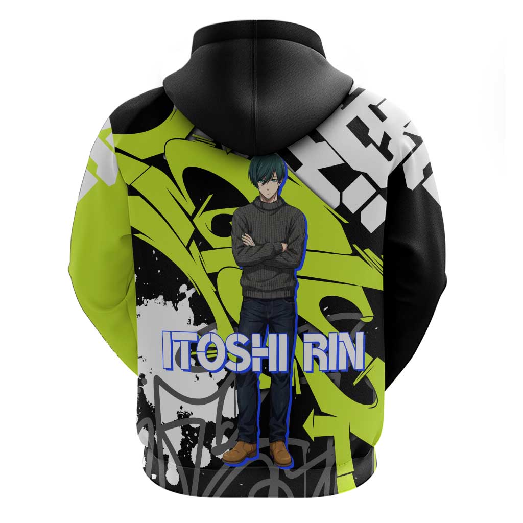 Itoshi Rin Blue Lock Zip Hoodie Urban Graffiti Street Art Style