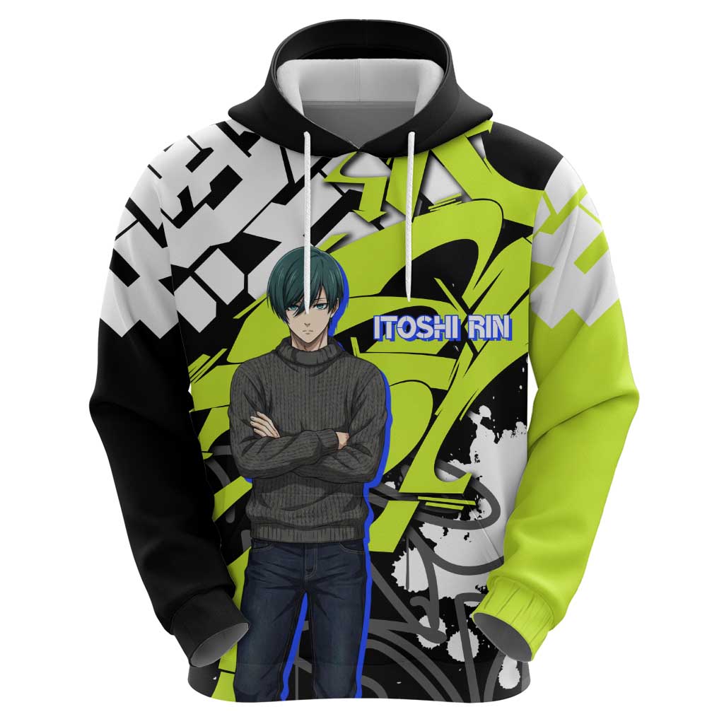 Itoshi Rin Blue Lock Zip Hoodie Urban Graffiti Street Art Style