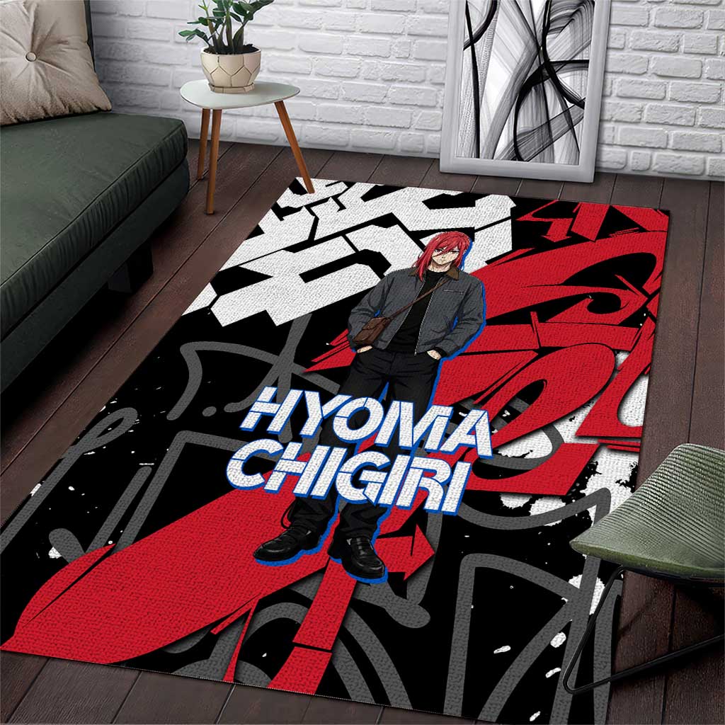 Hyoma Chigiri Blue Lock Area Rug Urban Graffiti Street Art Style