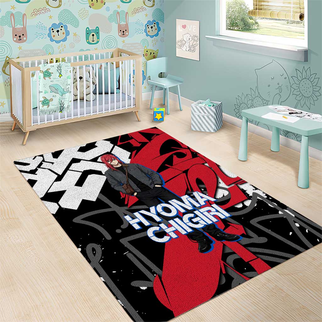 Hyoma Chigiri Blue Lock Area Rug Urban Graffiti Street Art Style
