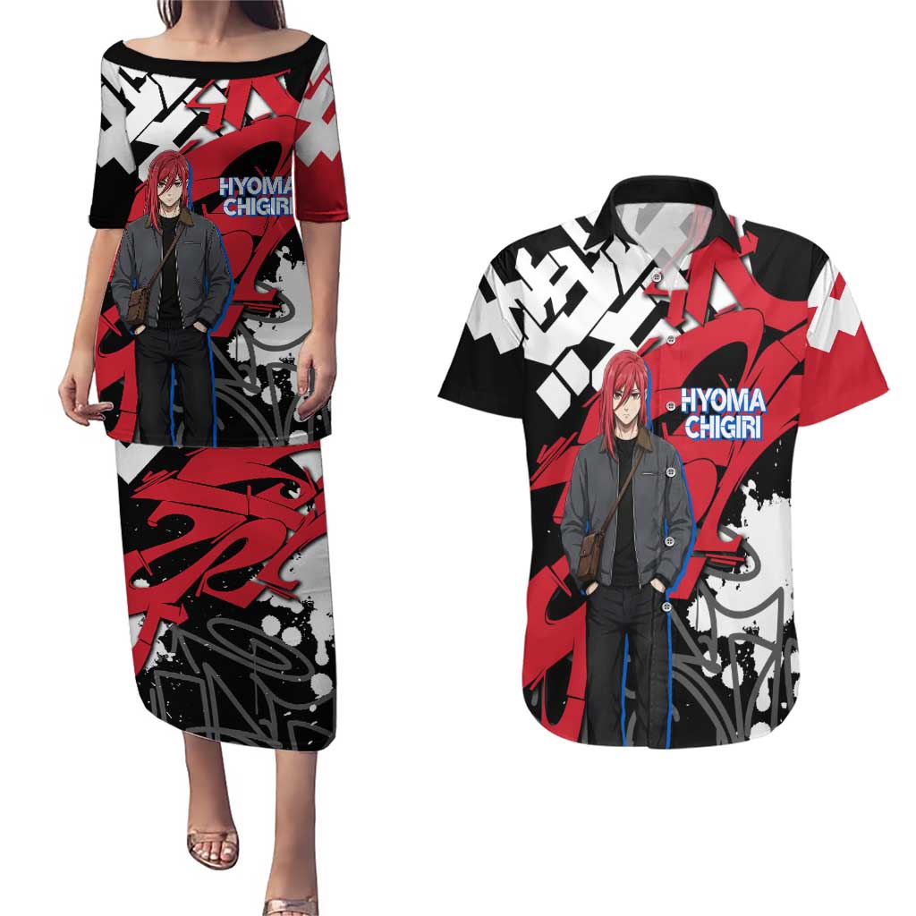 Hyoma Chigiri Blue Lock Couples Matching Puletasi and Hawaiian Shirt Urban Graffiti Street Art Style