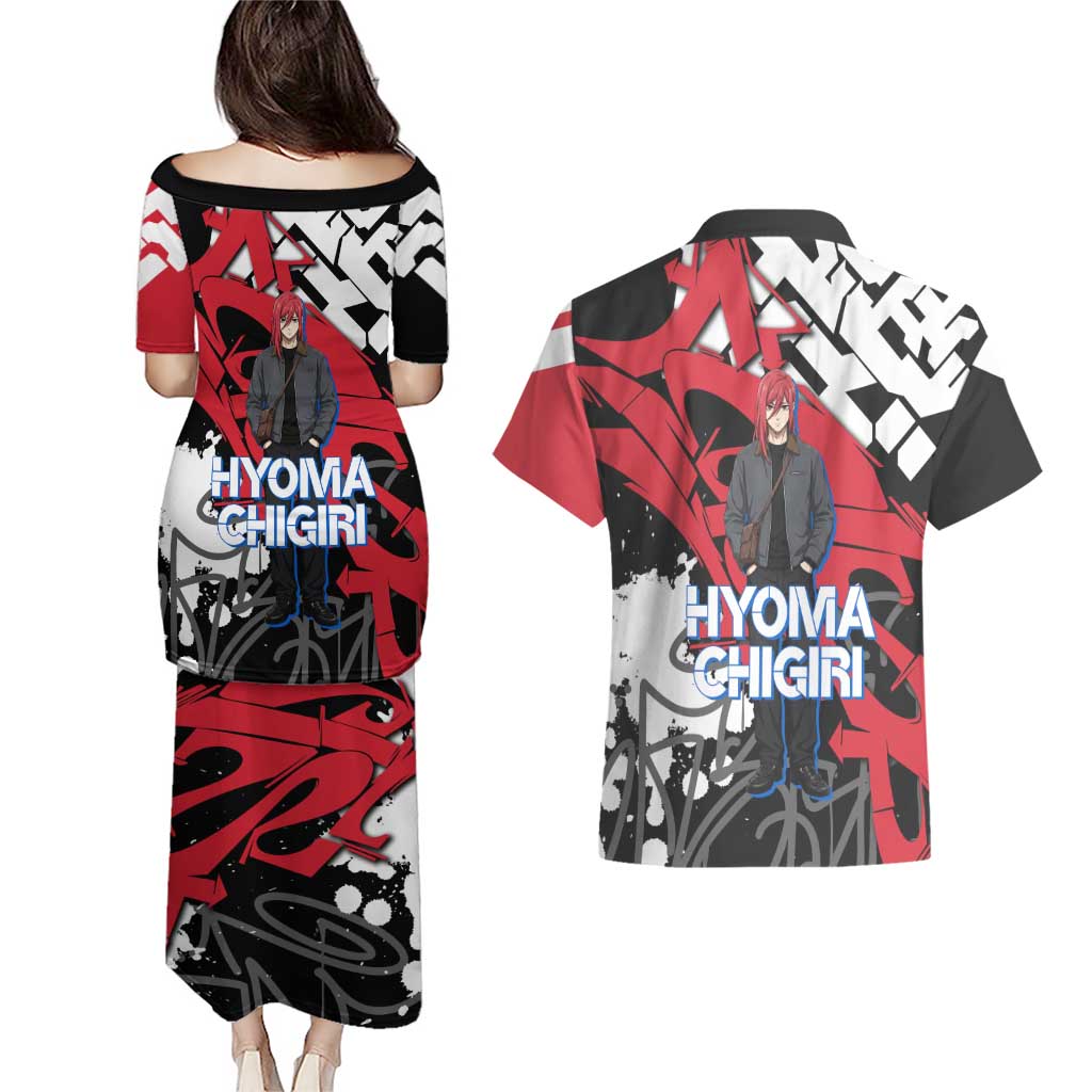 Hyoma Chigiri Blue Lock Couples Matching Puletasi and Hawaiian Shirt Urban Graffiti Street Art Style