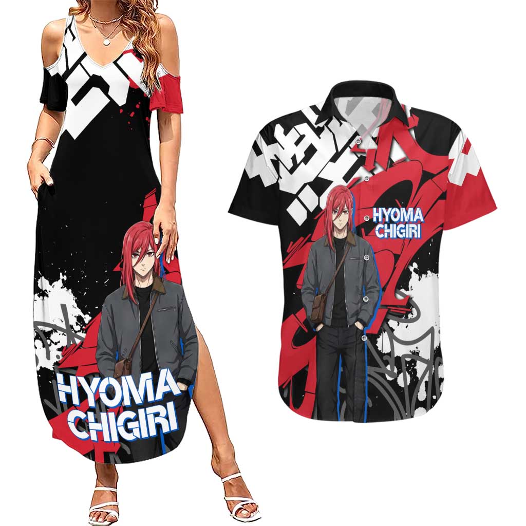 Hyoma Chigiri Blue Lock Couples Matching Summer Maxi Dress and Hawaiian Shirt Urban Graffiti Street Art Style