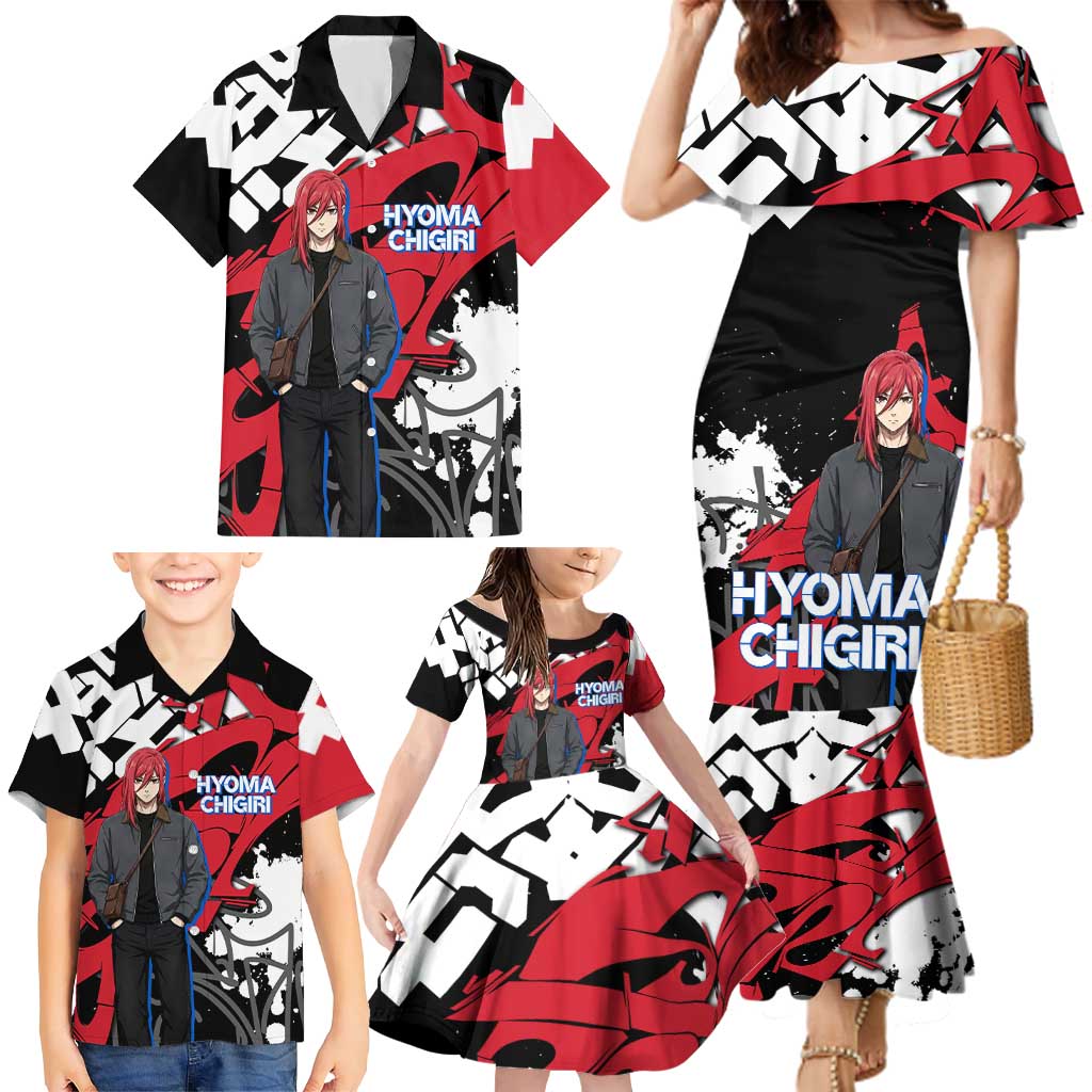 Hyoma Chigiri Blue Lock Family Matching Mermaid Dress and Hawaiian Shirt Urban Graffiti Street Art Style