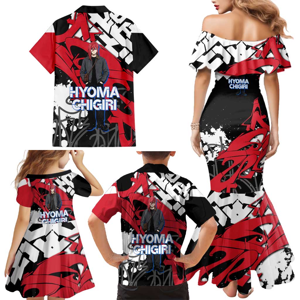 Hyoma Chigiri Blue Lock Family Matching Mermaid Dress and Hawaiian Shirt Urban Graffiti Street Art Style