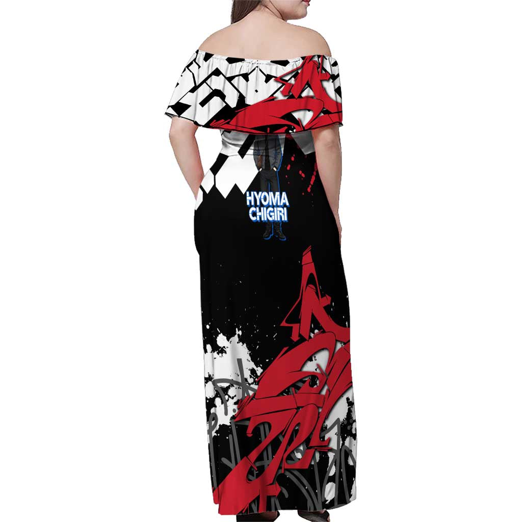 Hyoma Chigiri Blue Lock Family Matching Off Shoulder Maxi Dress and Hawaiian Shirt Urban Graffiti Street Art Style