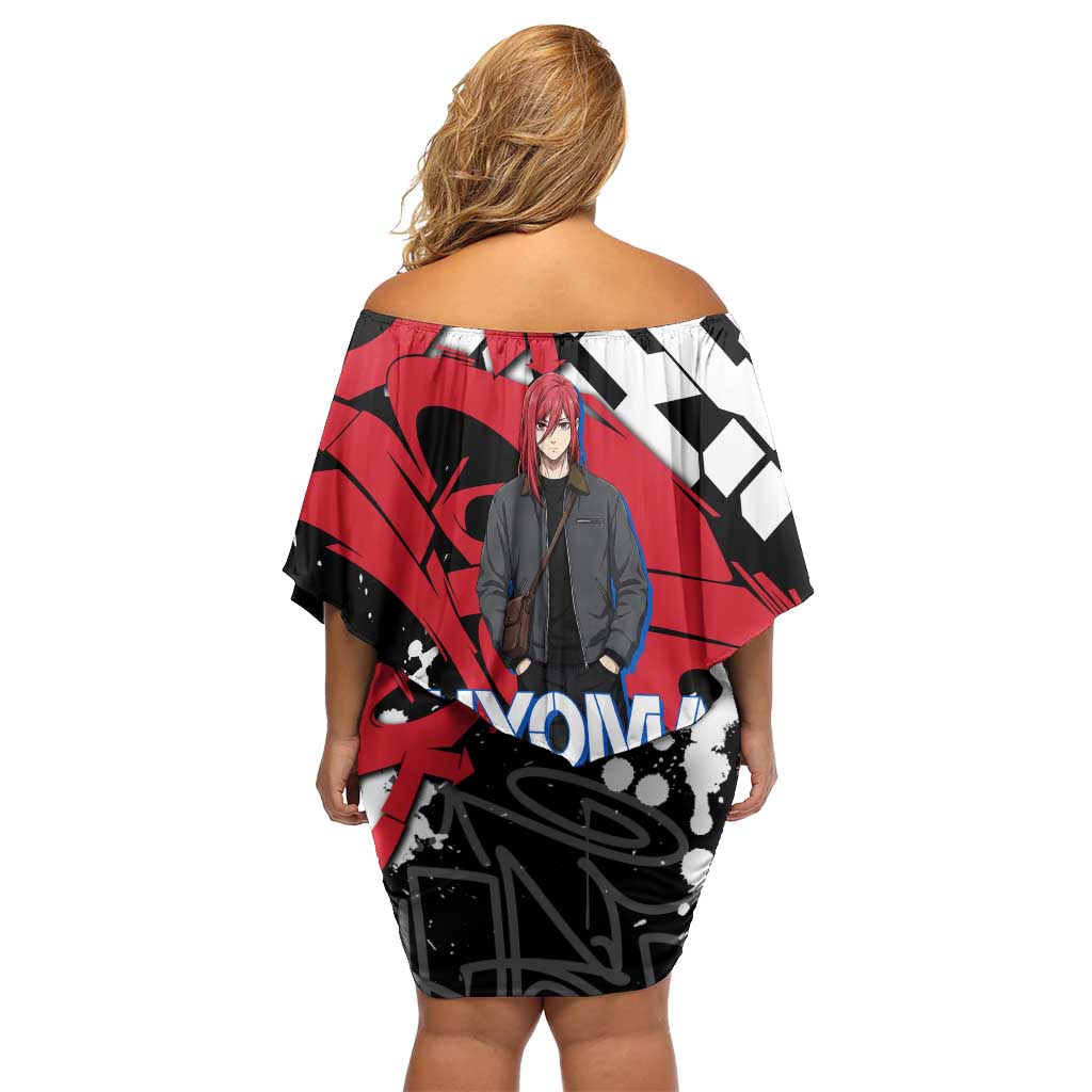 Hyoma Chigiri Blue Lock Family Matching Off Shoulder Short Dress and Hawaiian Shirt Urban Graffiti Street Art Style