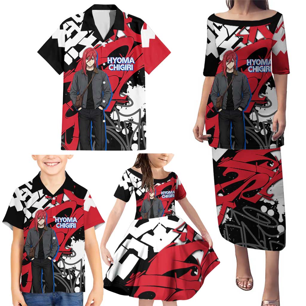 Hyoma Chigiri Blue Lock Family Matching Puletasi and Hawaiian Shirt Urban Graffiti Street Art Style