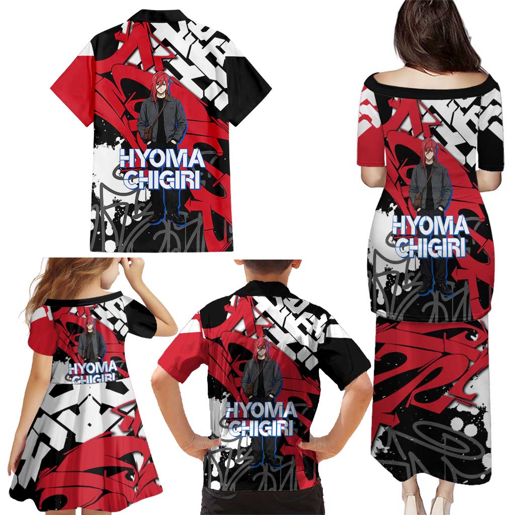 Hyoma Chigiri Blue Lock Family Matching Puletasi and Hawaiian Shirt Urban Graffiti Street Art Style