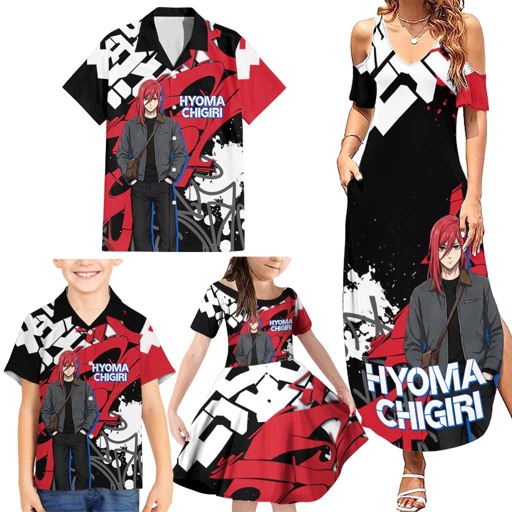 Hyoma Chigiri Blue Lock Family Matching Summer Maxi Dress and Hawaiian Shirt Urban Graffiti Street Art Style
