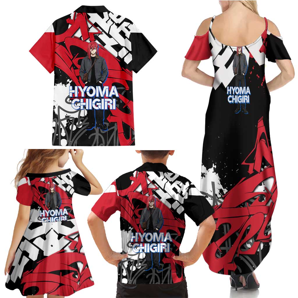 Hyoma Chigiri Blue Lock Family Matching Summer Maxi Dress and Hawaiian Shirt Urban Graffiti Street Art Style