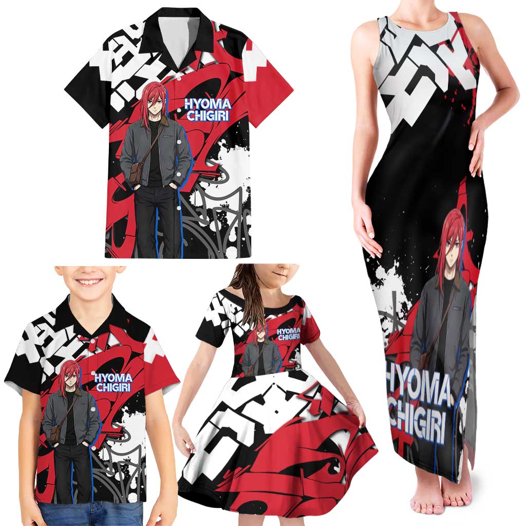 Hyoma Chigiri Blue Lock Family Matching Tank Maxi Dress and Hawaiian Shirt Urban Graffiti Street Art Style