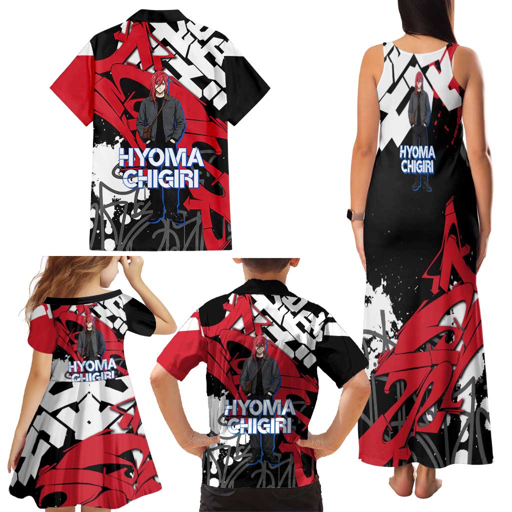 Hyoma Chigiri Blue Lock Family Matching Tank Maxi Dress and Hawaiian Shirt Urban Graffiti Street Art Style