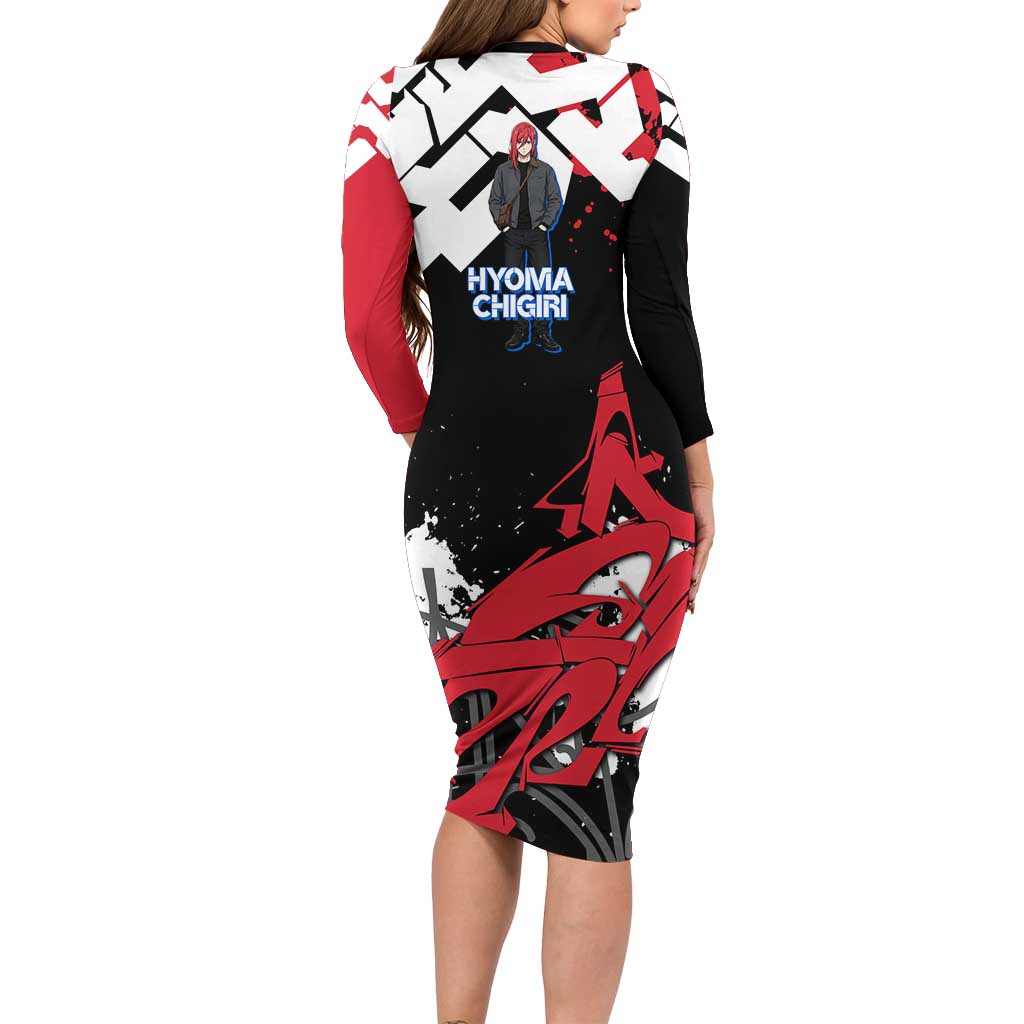 Hyoma Chigiri Blue Lock Long Sleeve Bodycon Dress Urban Graffiti Street Art Style
