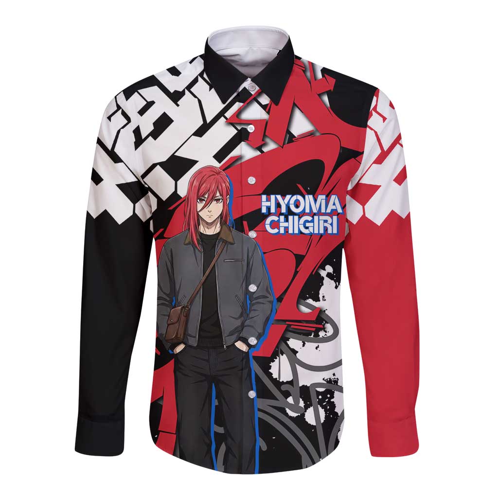 Hyoma Chigiri Blue Lock Long Sleeve Button Shirt Urban Graffiti Street Art Style