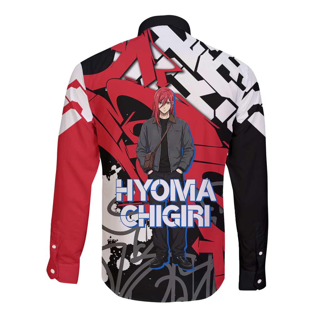 Hyoma Chigiri Blue Lock Long Sleeve Button Shirt Urban Graffiti Street Art Style