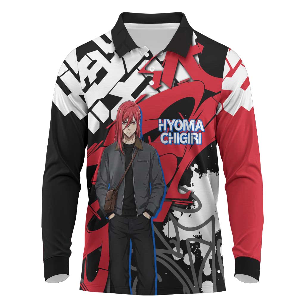 Hyoma Chigiri Blue Lock Long Sleeve Polo Shirt Urban Graffiti Street Art Style