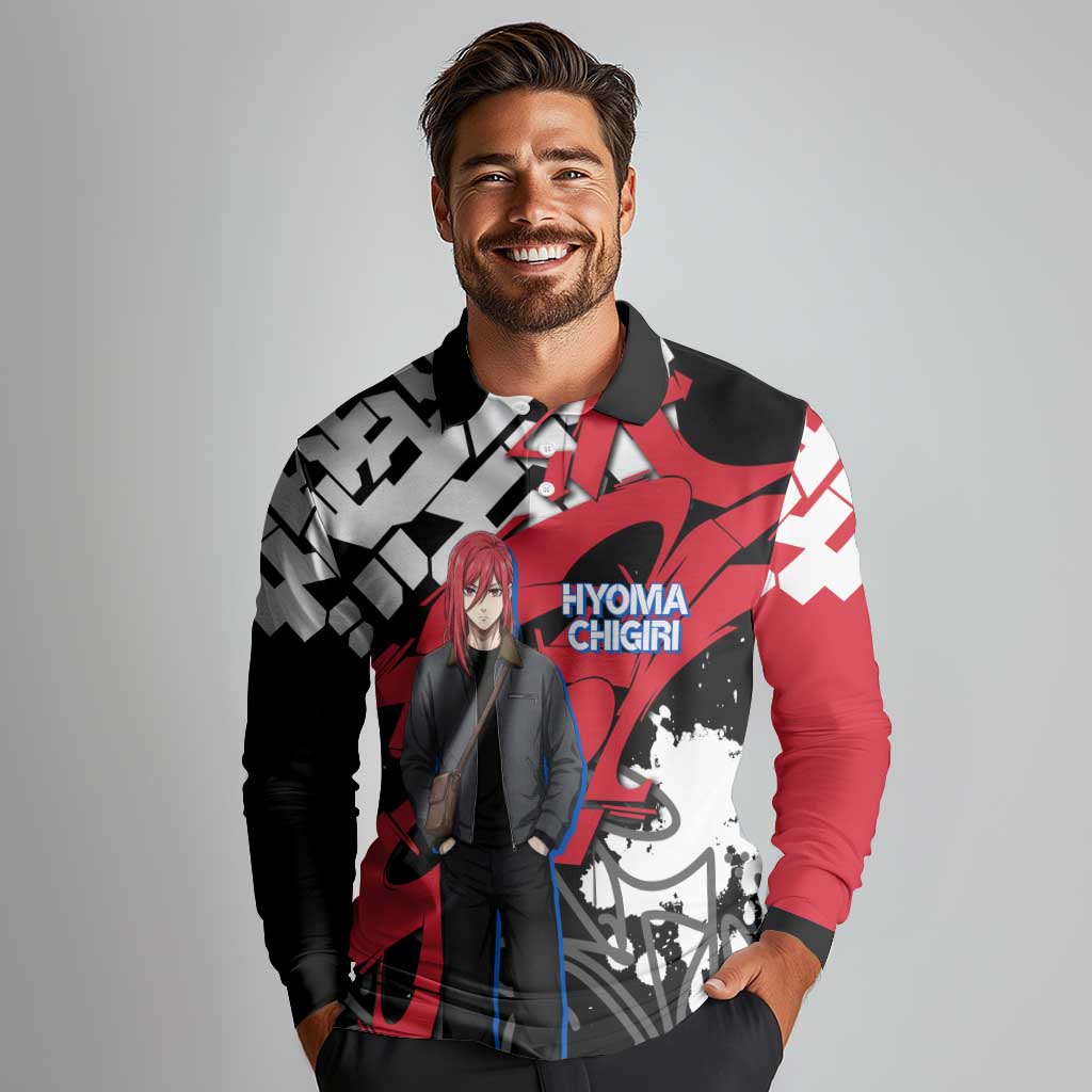 Hyoma Chigiri Blue Lock Long Sleeve Polo Shirt Urban Graffiti Street Art Style