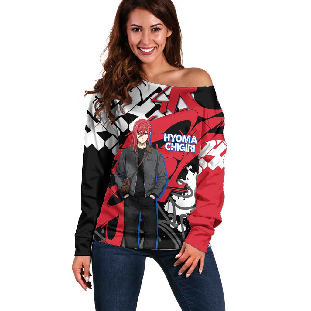 Hyoma Chigiri Blue Lock Off Shoulder Sweater Urban Graffiti Street Art Style