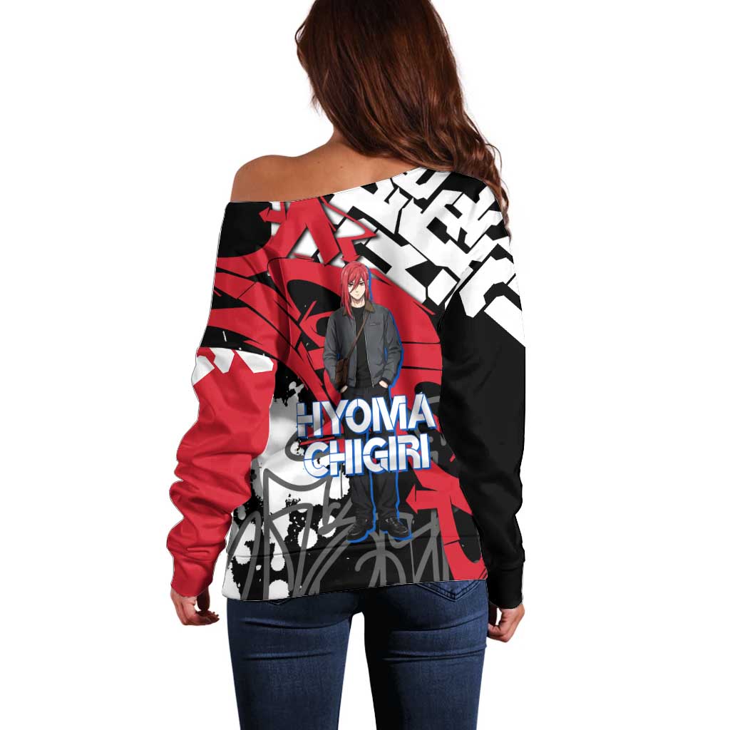 Hyoma Chigiri Blue Lock Off Shoulder Sweater Urban Graffiti Street Art Style