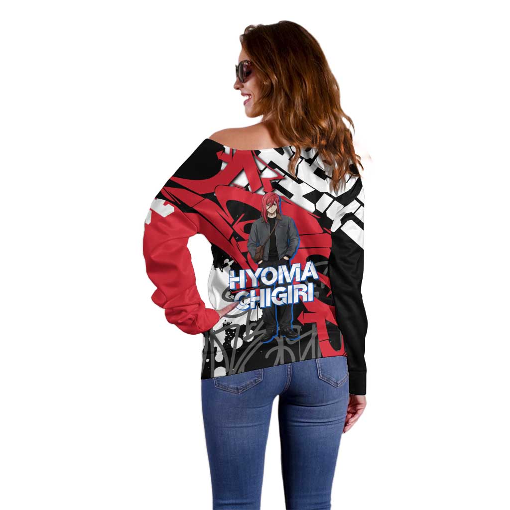 Hyoma Chigiri Blue Lock Off Shoulder Sweater Urban Graffiti Street Art Style