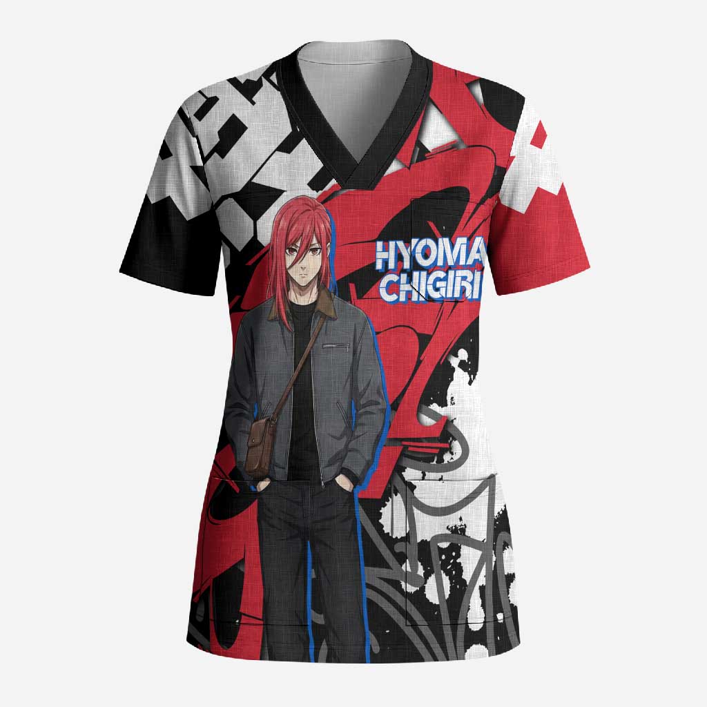 Hyoma Chigiri Blue Lock Scrub Top Urban Graffiti Street Art Style