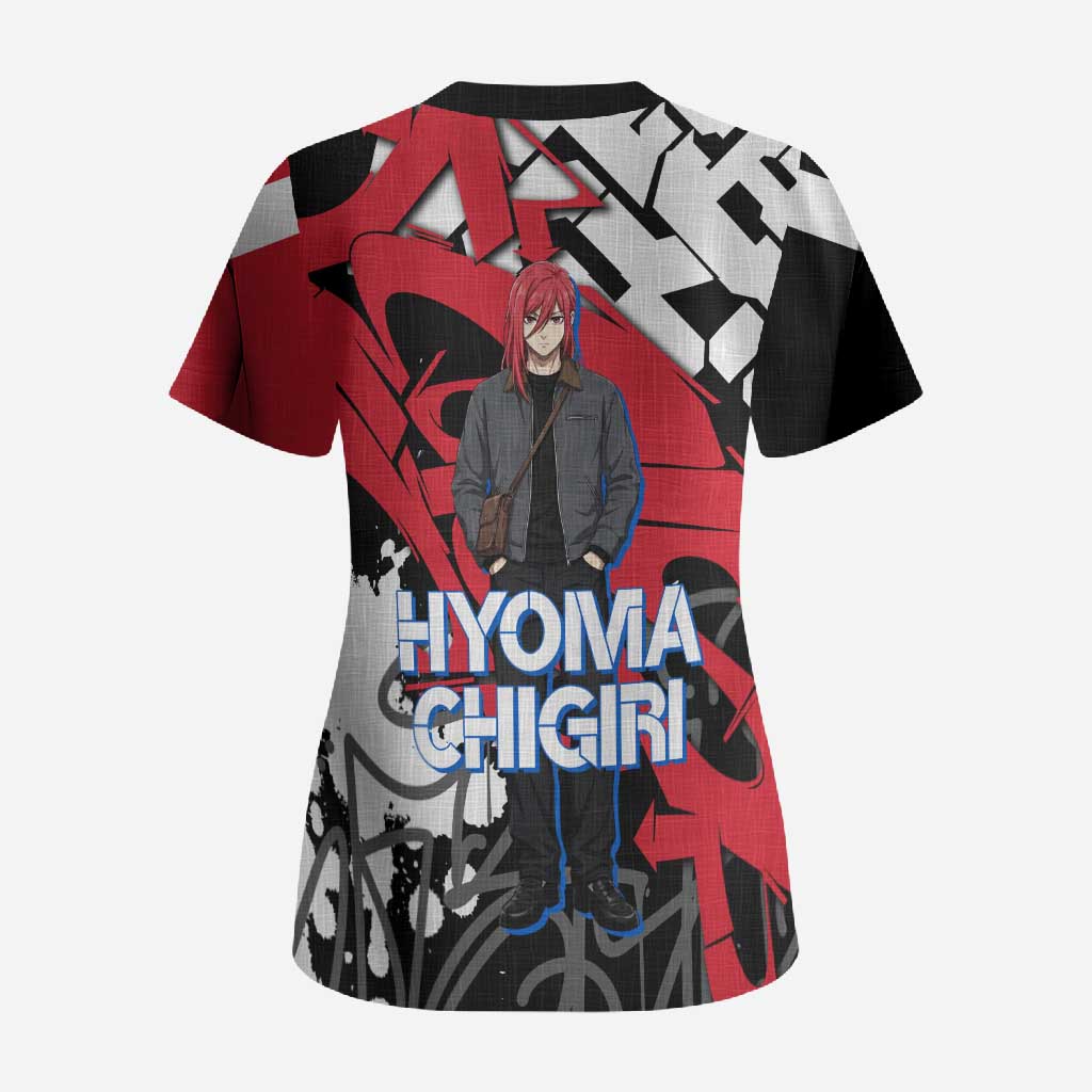 Hyoma Chigiri Blue Lock Scrub Top Urban Graffiti Street Art Style