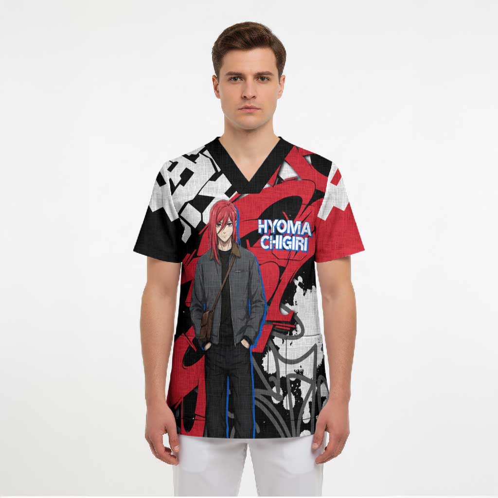 Hyoma Chigiri Blue Lock Scrub Top Urban Graffiti Street Art Style