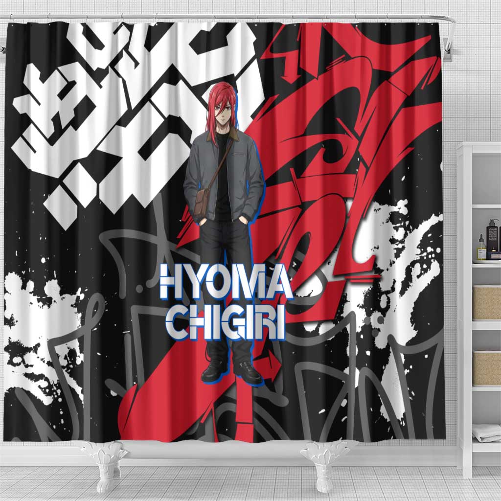 Hyoma Chigiri Blue Lock Shower Curtain Urban Graffiti Street Art Style