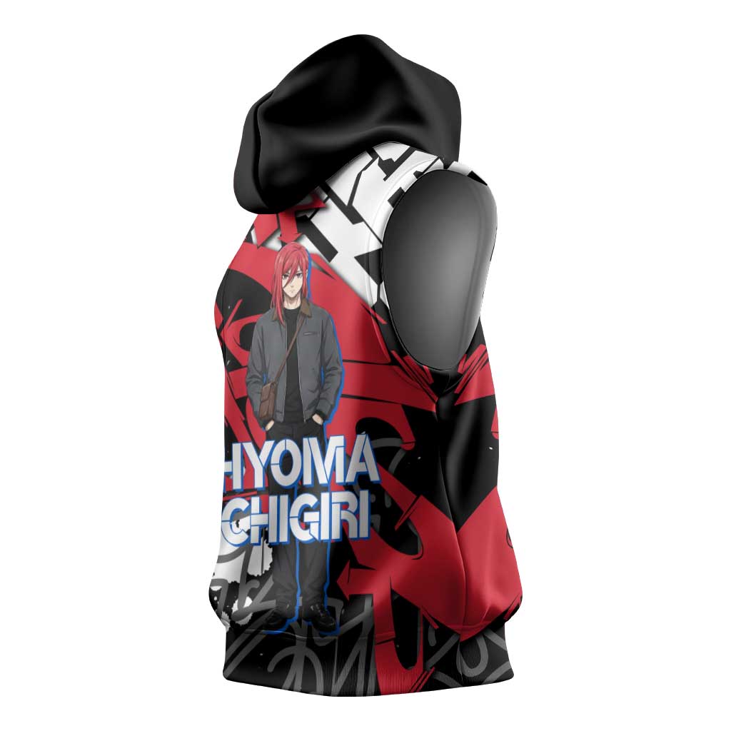 Hyoma Chigiri Blue Lock Sleeveless Hoodie Urban Graffiti Street Art Style
