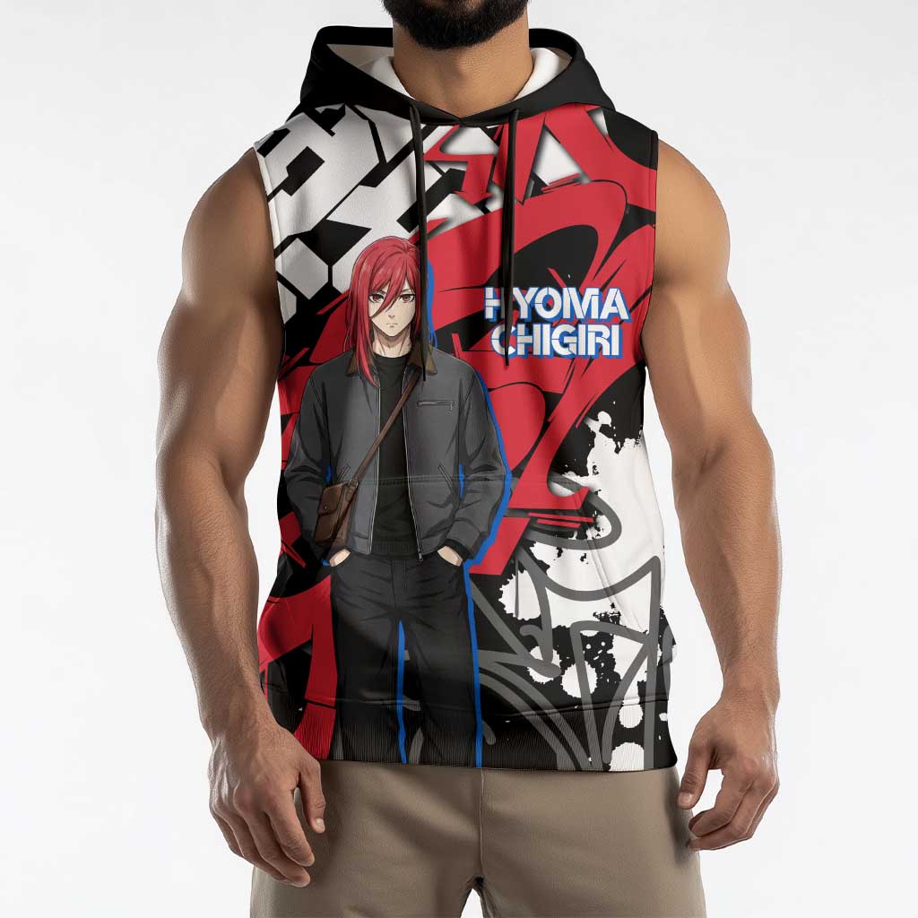 Hyoma Chigiri Blue Lock Sleeveless Hoodie Urban Graffiti Street Art Style