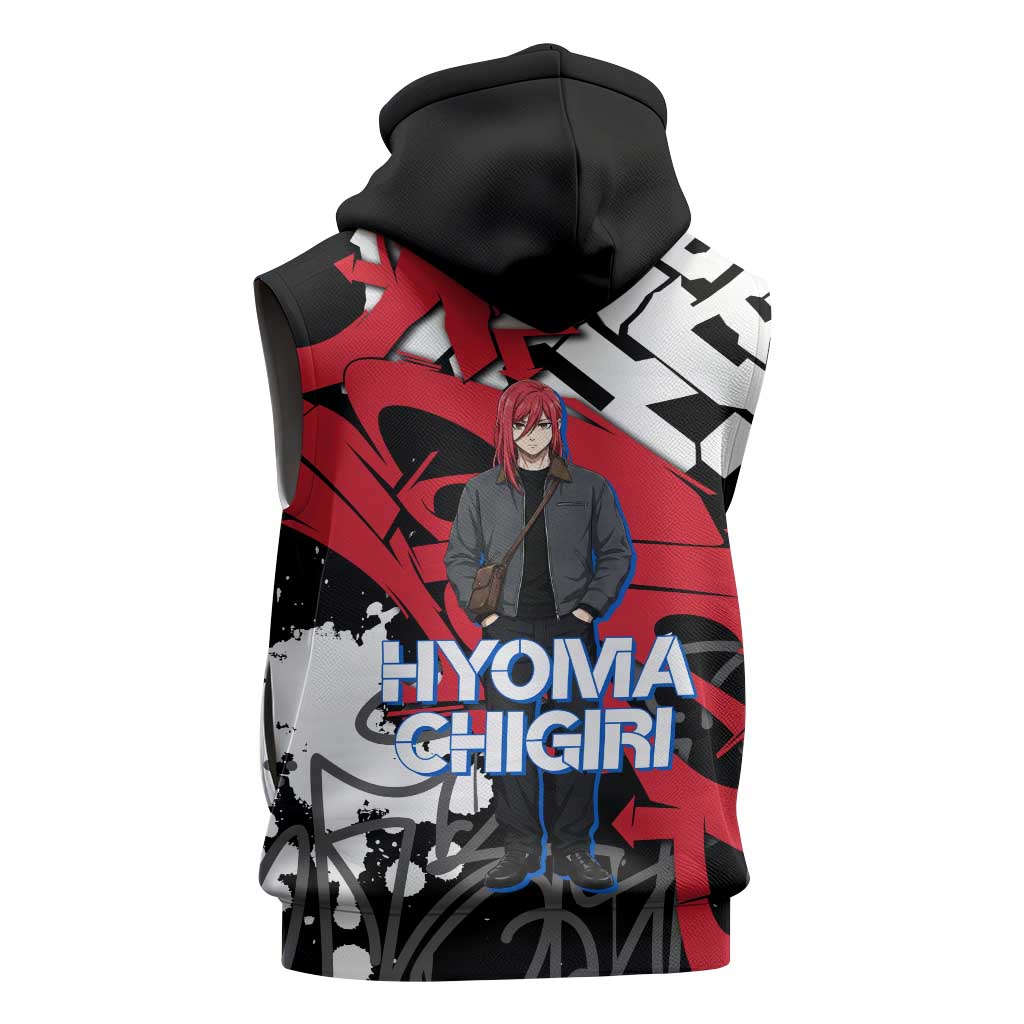 Hyoma Chigiri Blue Lock Sleeveless Zip Hoodie Urban Graffiti Street Art Style