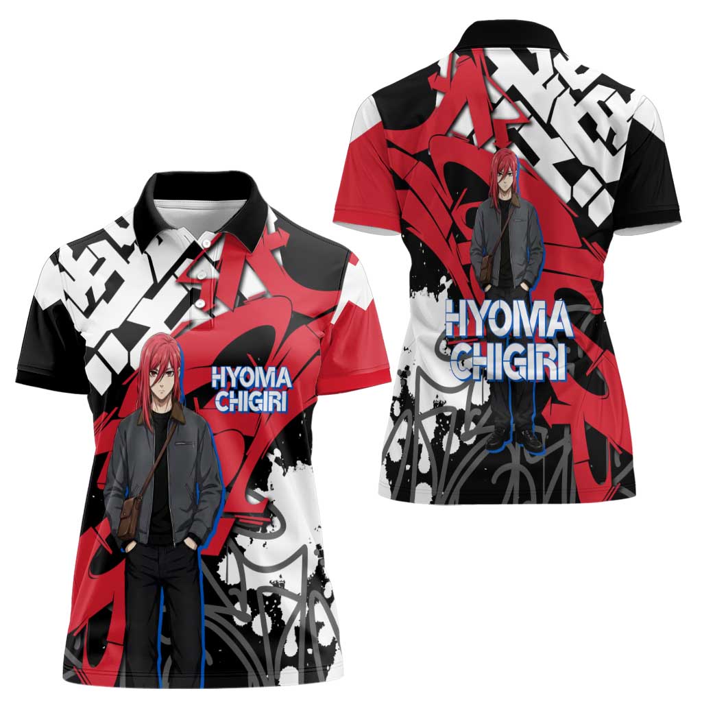 Hyoma Chigiri Blue Lock Women Polo Shirt Urban Graffiti Street Art Style