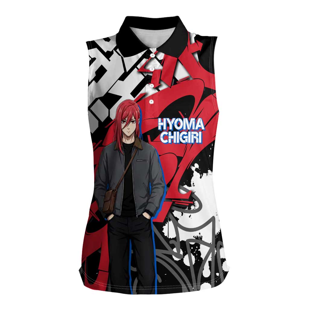 Hyoma Chigiri Blue Lock Women Sleeveless Polo Shirt Urban Graffiti Street Art Style