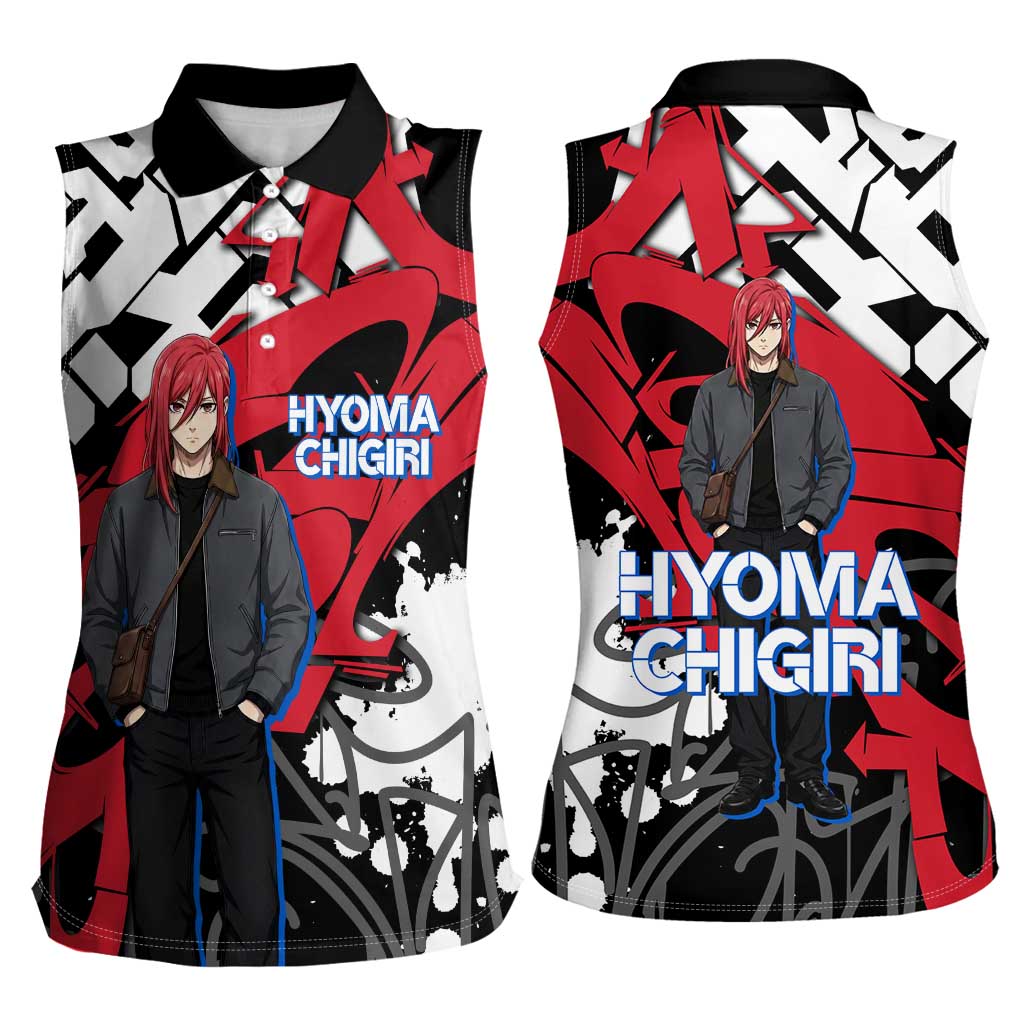 Hyoma Chigiri Blue Lock Women Sleeveless Polo Shirt Urban Graffiti Street Art Style