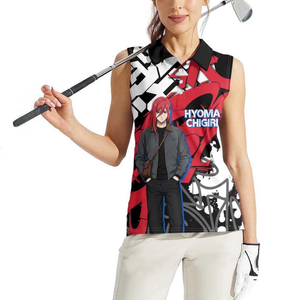 Hyoma Chigiri Blue Lock Women Sleeveless Polo Shirt Urban Graffiti Street Art Style
