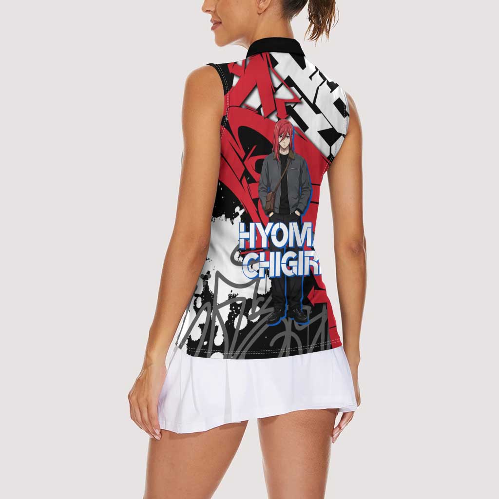 Hyoma Chigiri Blue Lock Women Sleeveless Polo Shirt Urban Graffiti Street Art Style