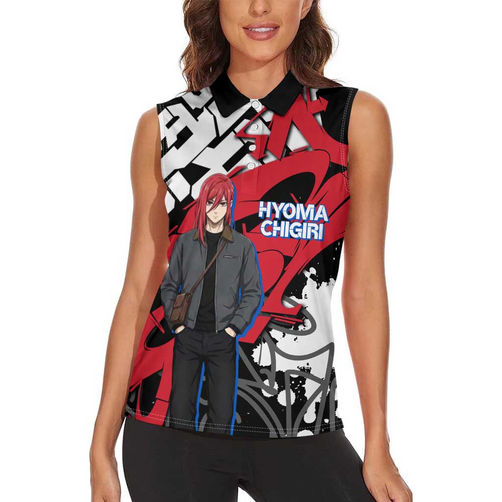 Hyoma Chigiri Blue Lock Women Sleeveless Polo Shirt Urban Graffiti Street Art Style