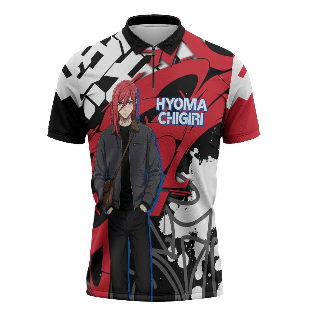 Hyoma Chigiri Blue Lock Zipper Polo Shirt Urban Graffiti Street Art Style