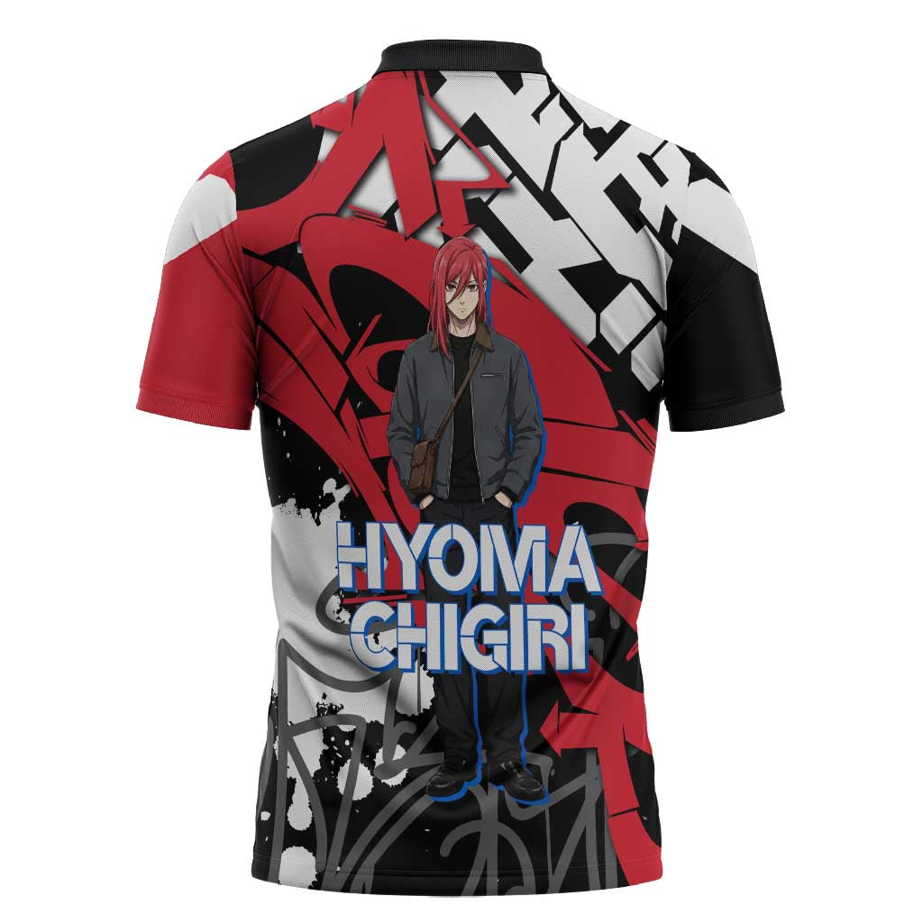 Hyoma Chigiri Blue Lock Zipper Polo Shirt Urban Graffiti Street Art Style